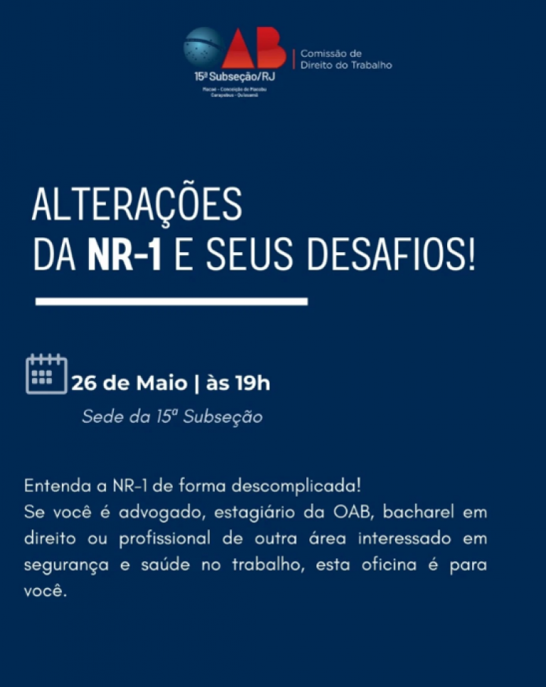 Oficina sobre as Recentes Alterações da NR-1